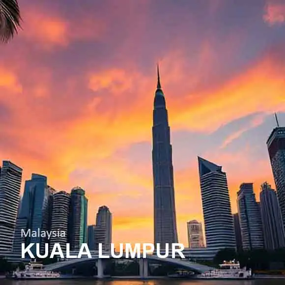تصویر برجهای کوالالامپور در غروب آفتاب